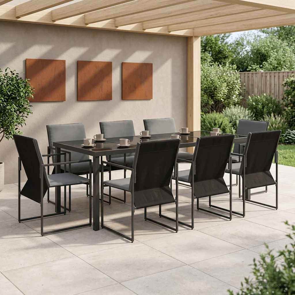 Garden Dining Set 9 pcs Black and Anthracite 200 x 80 x 73 cm