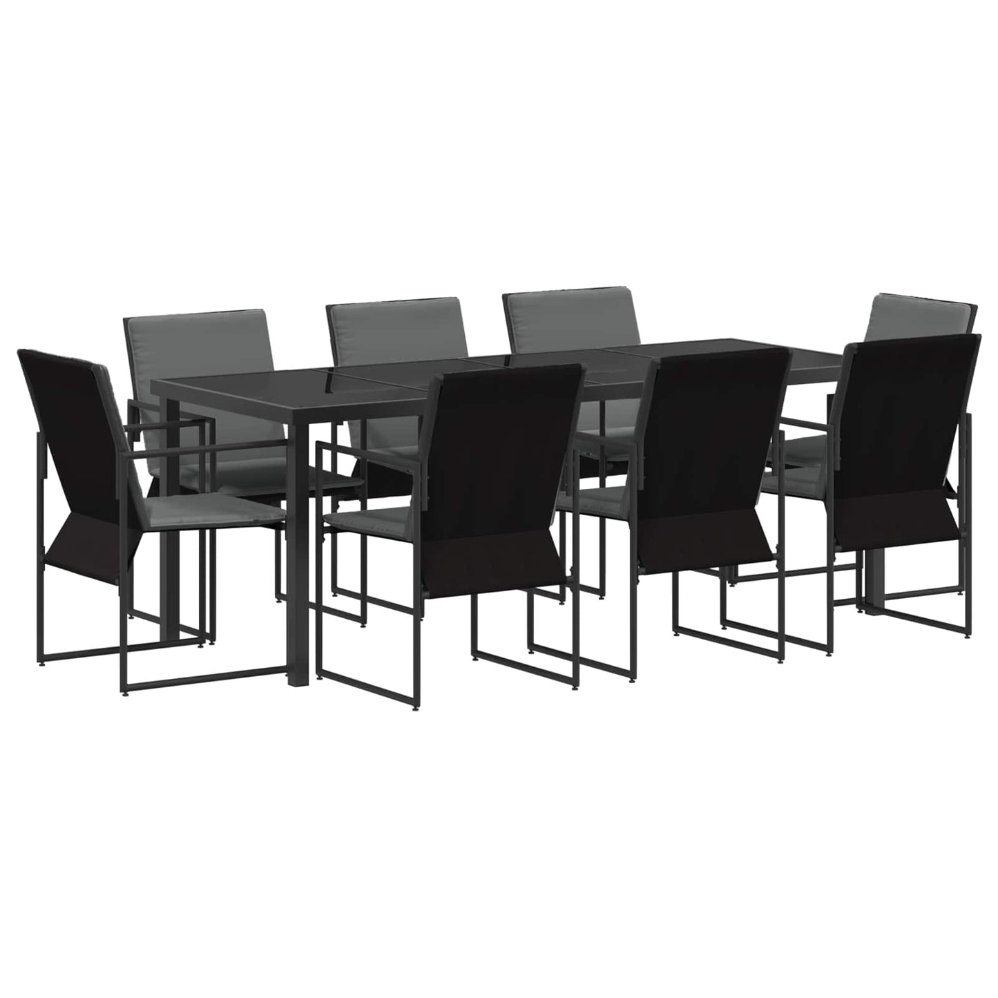 Garden Dining Set 9 pcs Black and Anthracite 200 x 80 x 73 cm