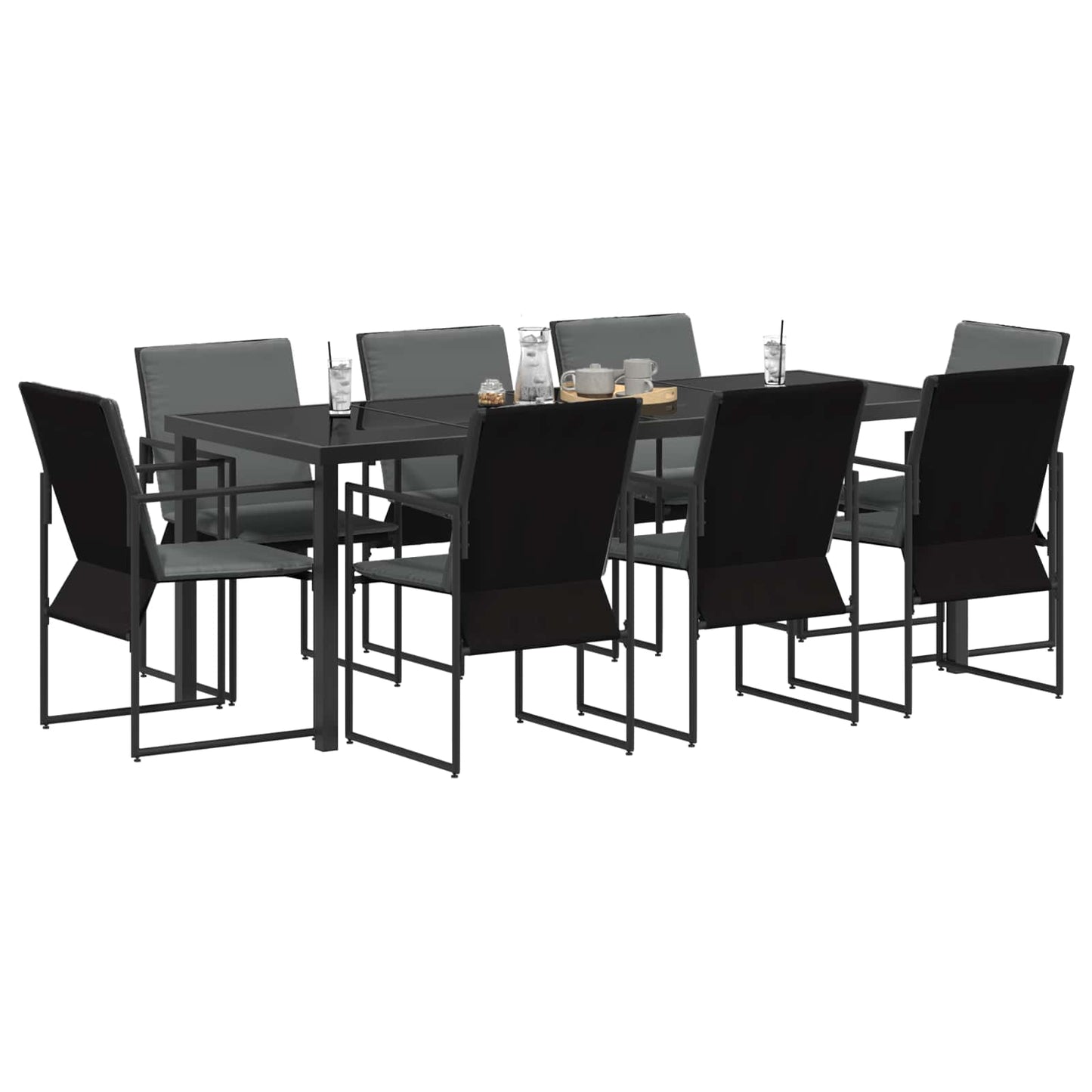 Garden Dining Set 9 pcs Black and Anthracite 200 x 80 x 73 cm
