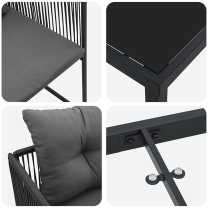 Garden Dining Set 9 pcs Black and Anthracite 200 x 80 x 73 cm