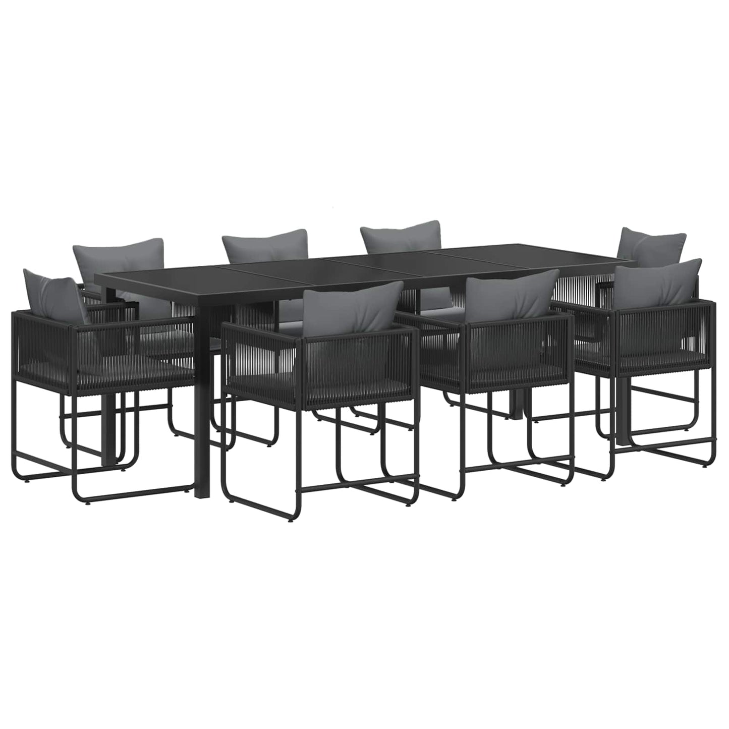 Garden Dining Set 9 pcs Black and Anthracite 200 x 80 x 73 cm