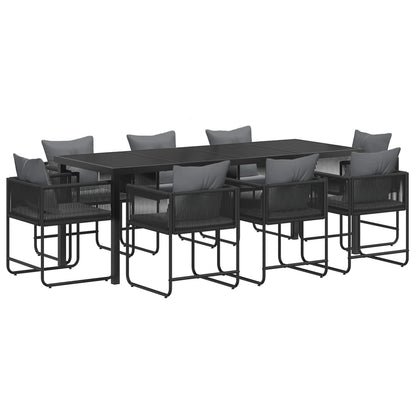 Garden Dining Set 9 pcs Black and Anthracite 200 x 80 x 73 cm