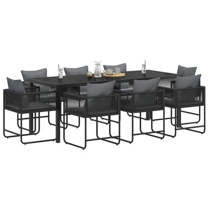 Garden Dining Set 9 pcs Black and Anthracite 200 x 80 x 73 cm