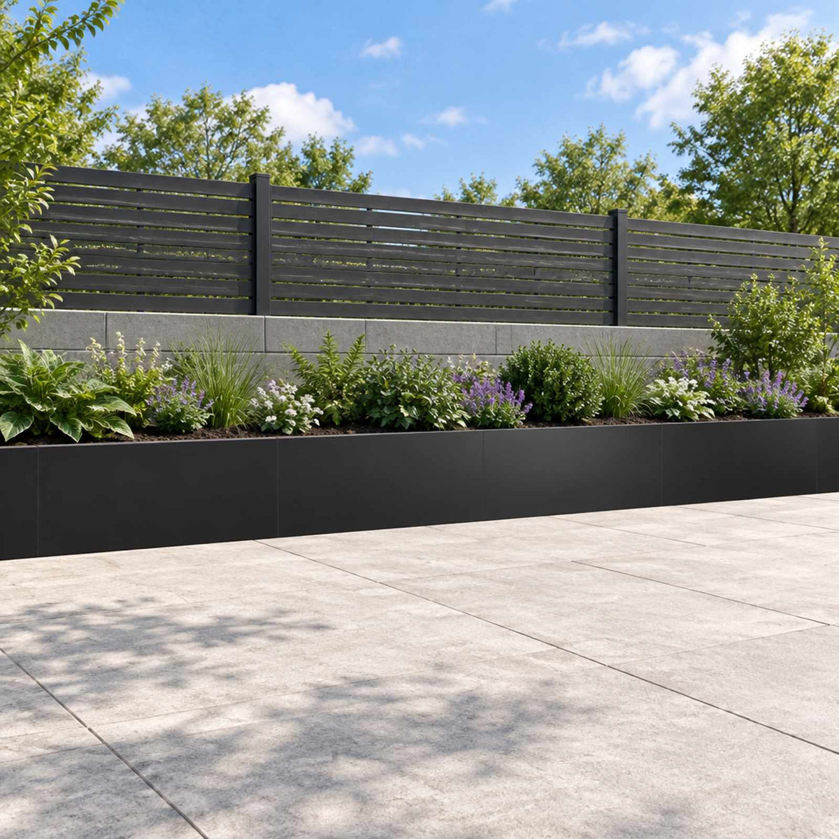 Retaining Wall 4 pcs 100 x 12 x 50 cm Steel Black