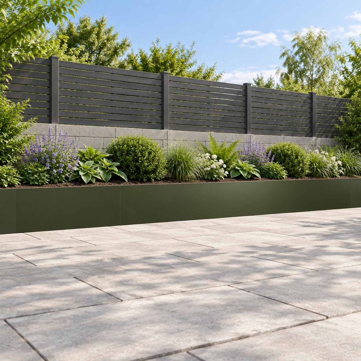 Retaining Wall 4 pcs 100 x 12 x 30 cm Steel Olive Green