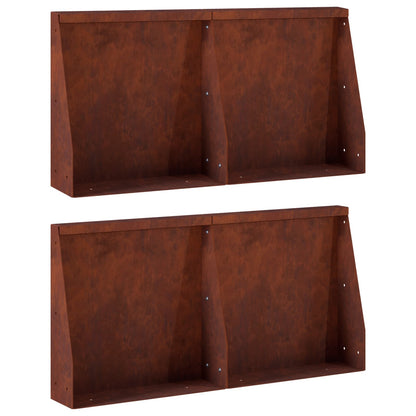 Retaining Wall 4 pcs 40 x 12 x 30 cm Weathering Steel Rusty
