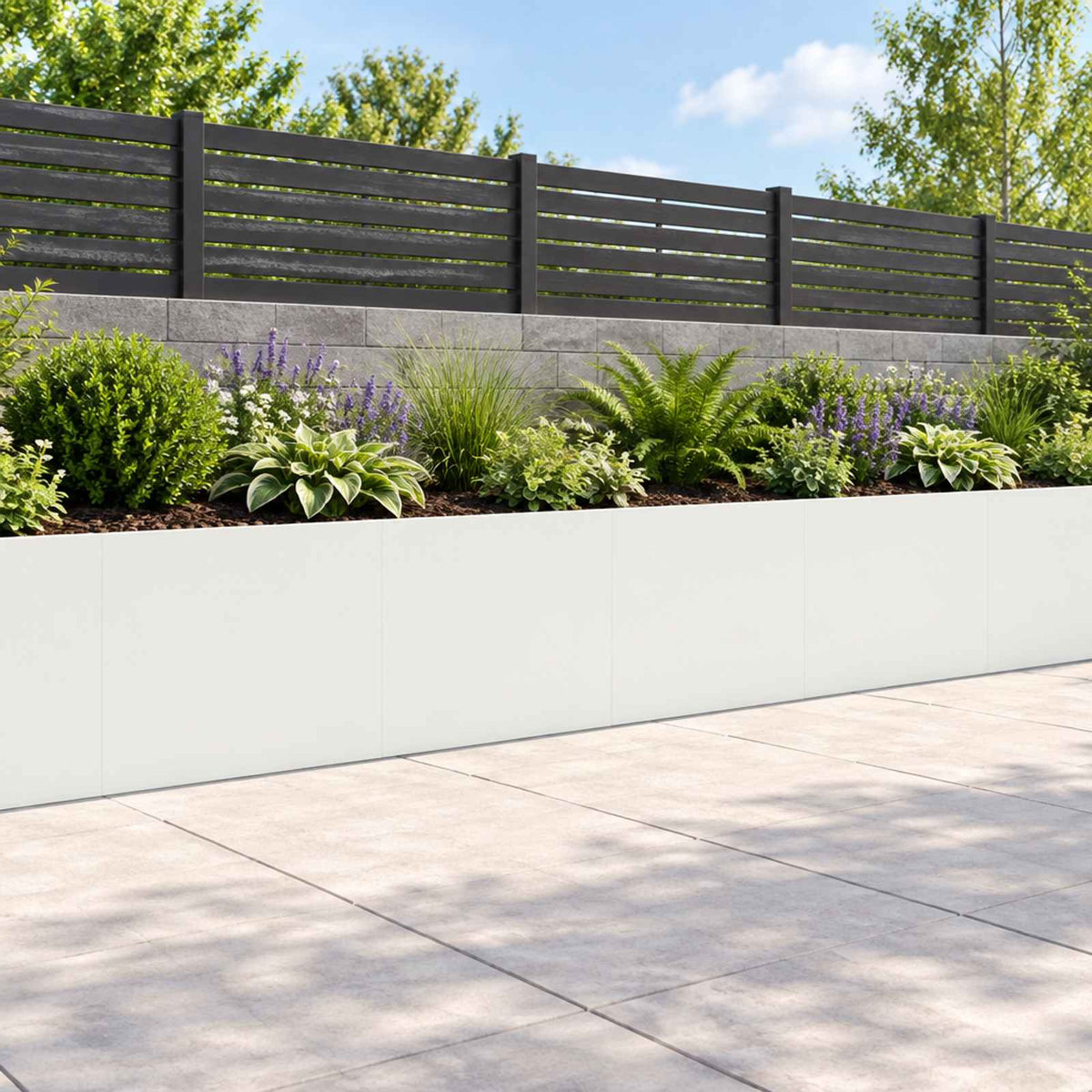 Retaining Wall 4 pcs 40 x 12 x 50 cm Steel White
