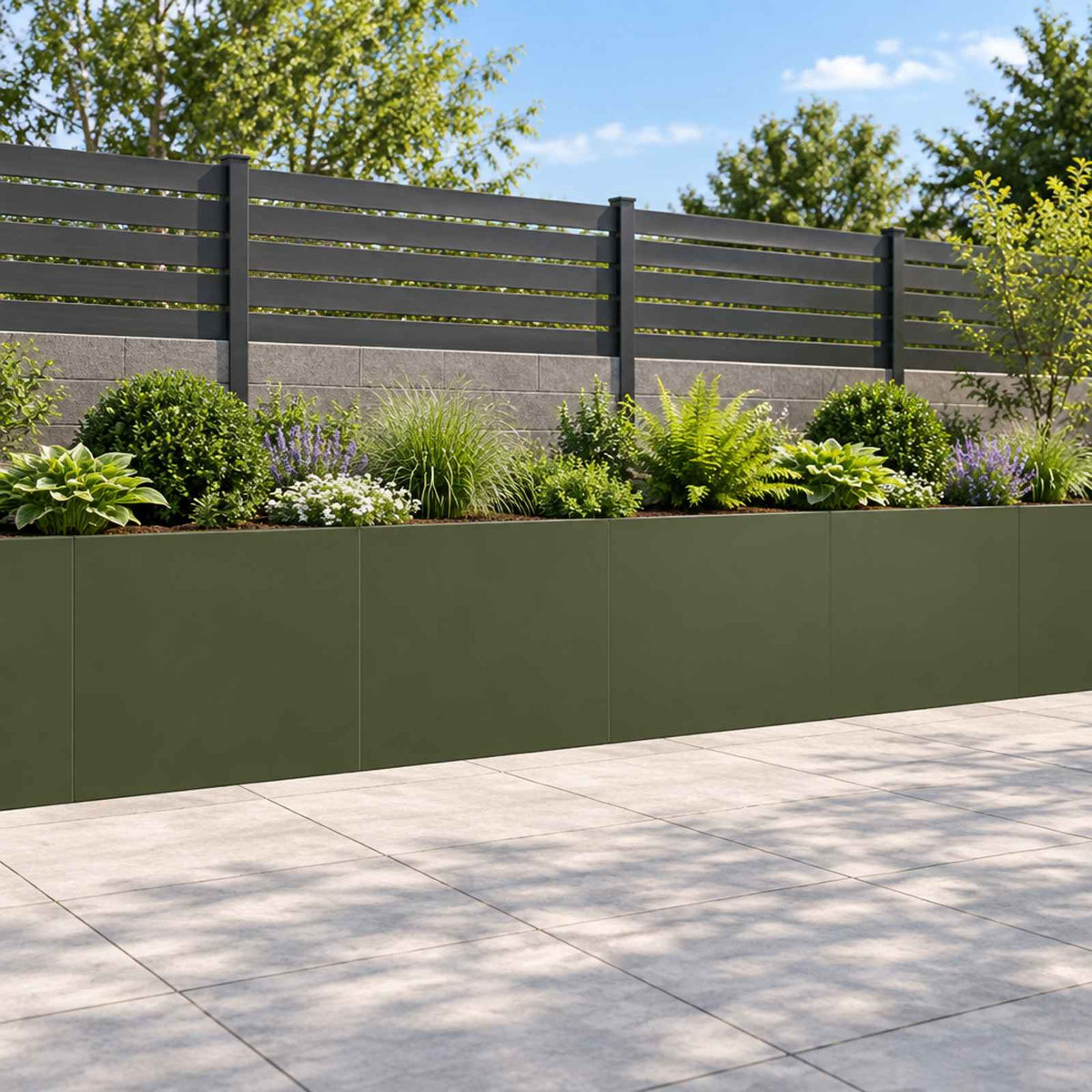 Retaining Wall 4 pcs 40 x 12 x 40 cm Steel Olive Green