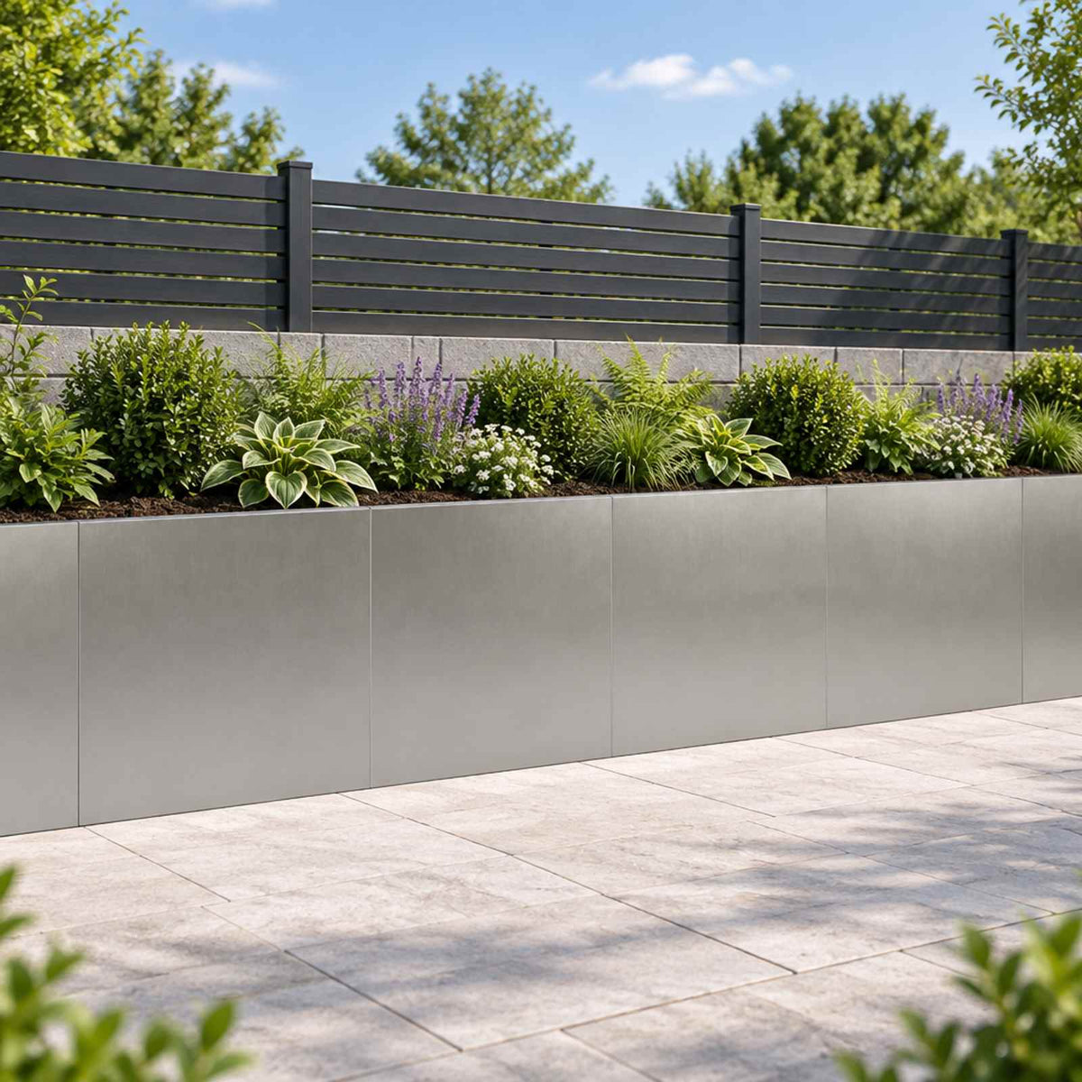 Retaining Wall 4 pcs 40 x 12 x 30 cm Stainless Steel Silver
