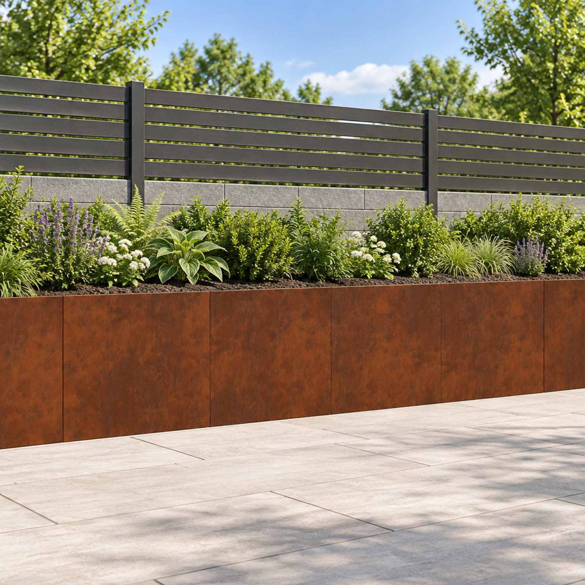 Retaining Wall 4 pcs 40 x 12 x 30 cm Weathering Steel Rusty