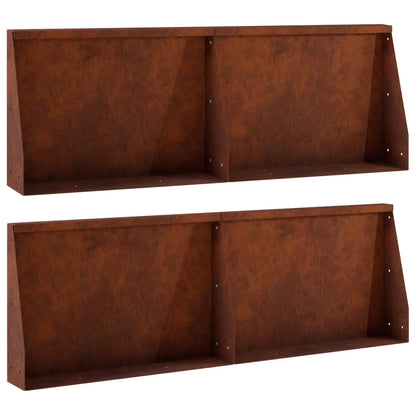 Retaining Wall 4 pcs 60 x 12 x 30 cm Weathering Steel Rusty