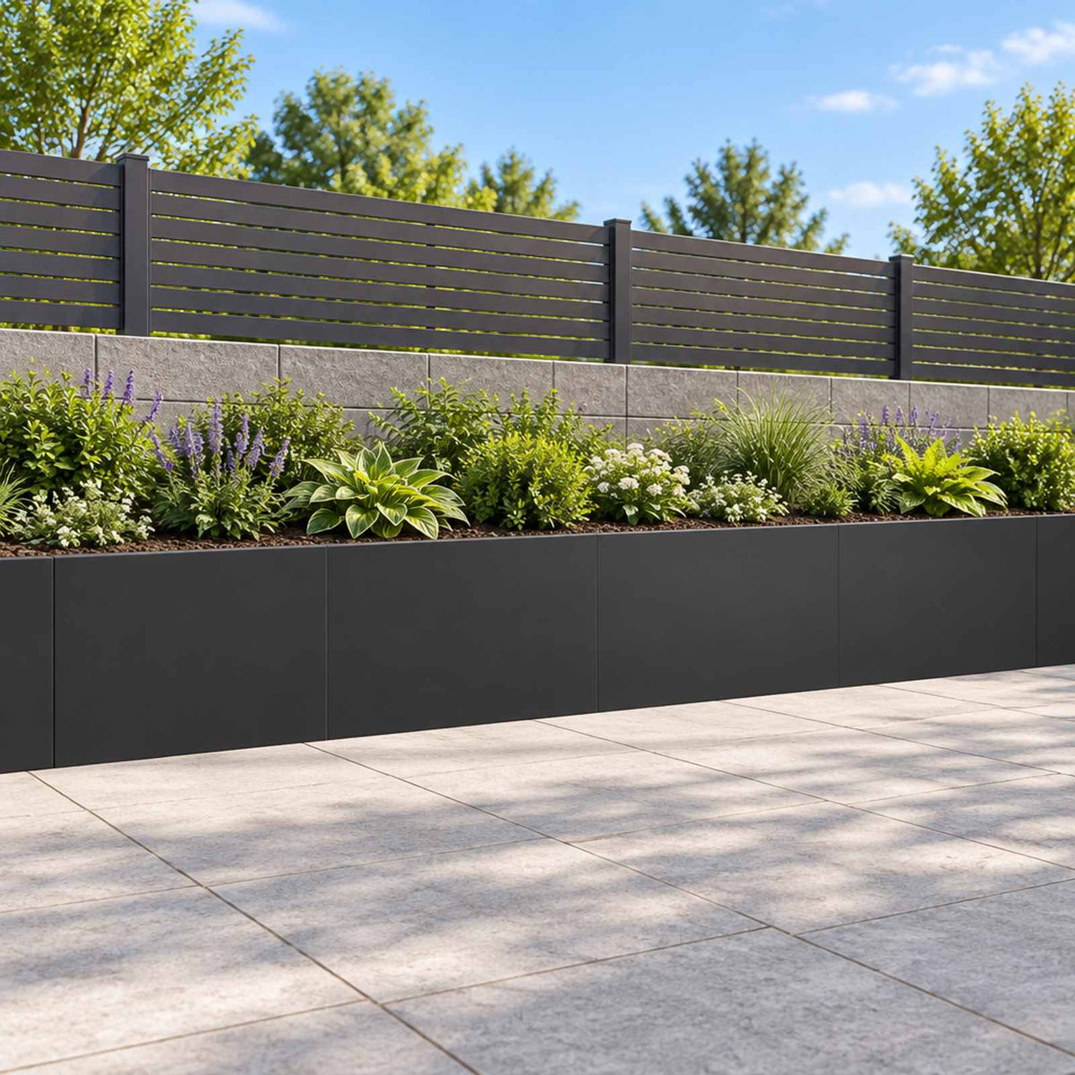Retaining Wall 4 pcs 60 x 12 x 50 cm Steel Black