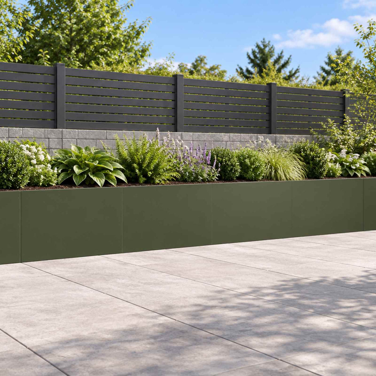 Retaining Wall 4 pcs 60 x 12 x 30 cm Steel Olive Green