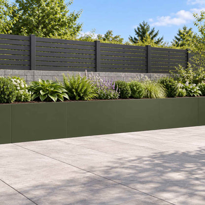 Retaining Wall 4 pcs 60 x 12 x 30 cm Steel Olive Green
