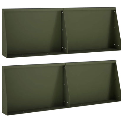 Retaining Wall 4 pcs 60 x 12 x 40 cm Steel Olive Green