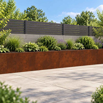Retaining Wall 4 pcs 60 x 12 x 30 cm Weathering Steel Rusty