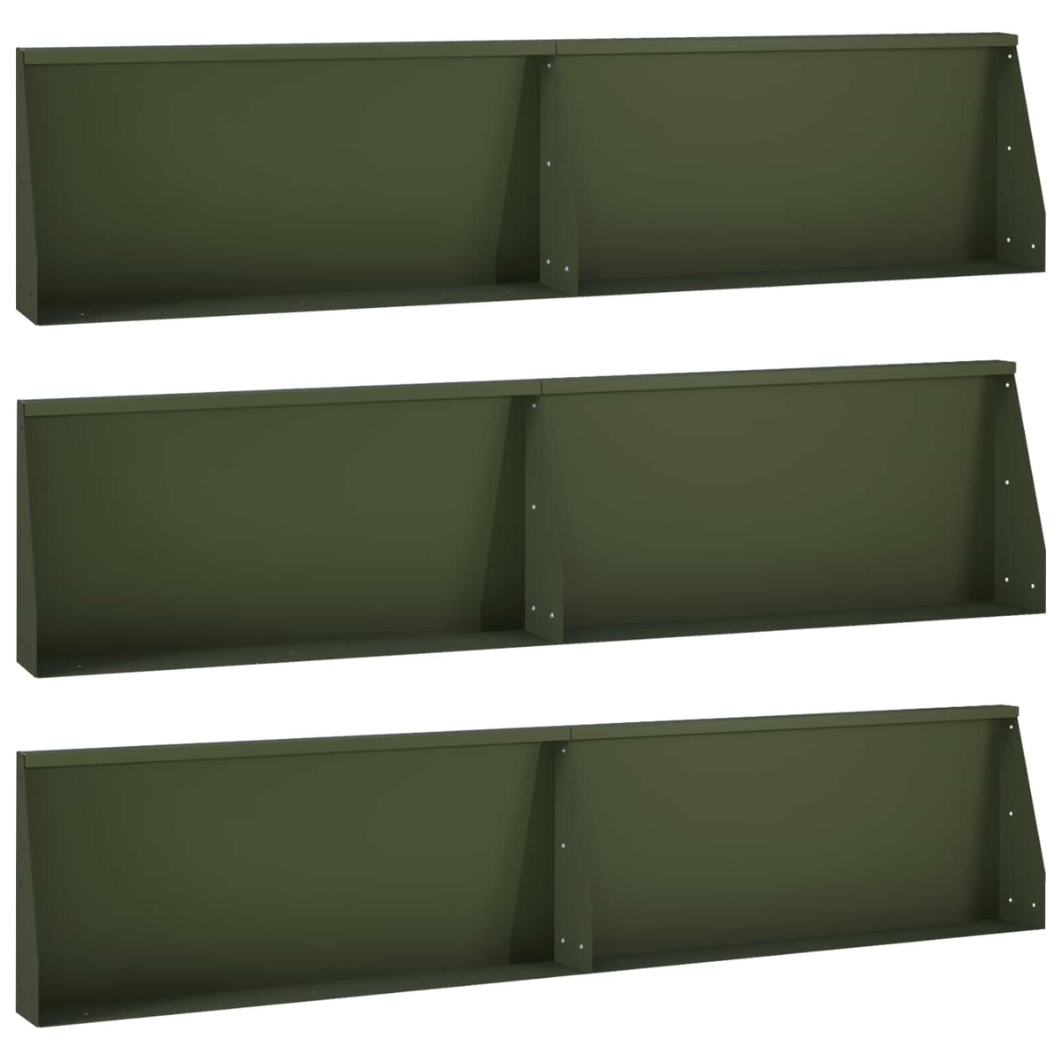 Retaining Wall 6 pcs 100 x 12 x 50 cm Steel Olive Green