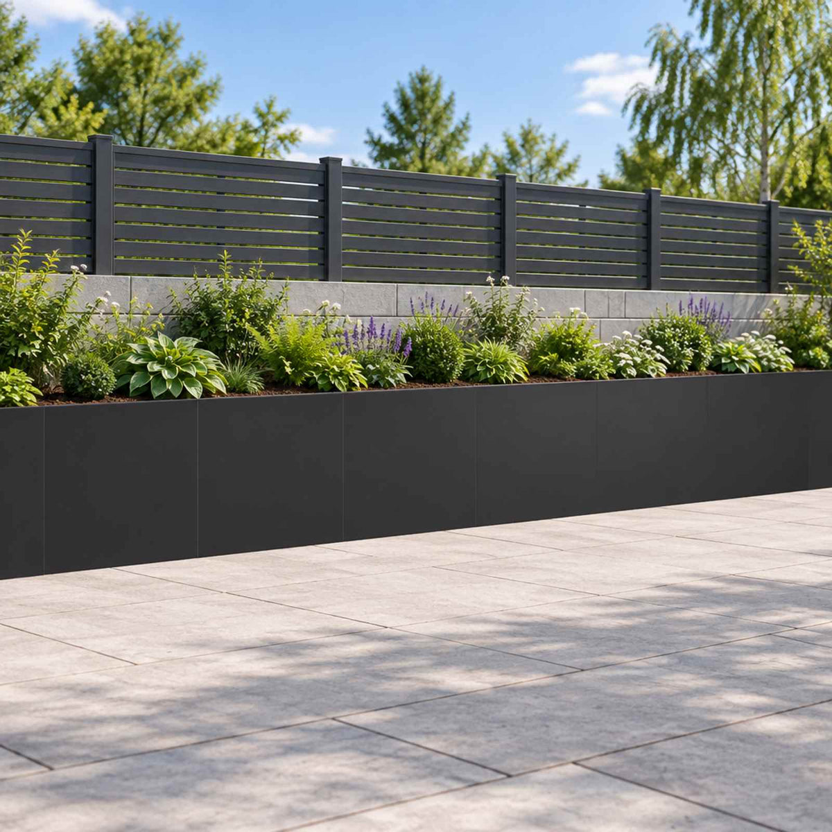 Retaining Wall 6 pcs 40 x 12 x 30 cm Steel Black