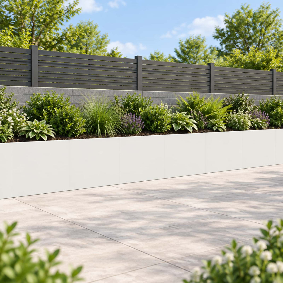 Retaining Wall 6 pcs 40 x 12 x 50 cm Steel White