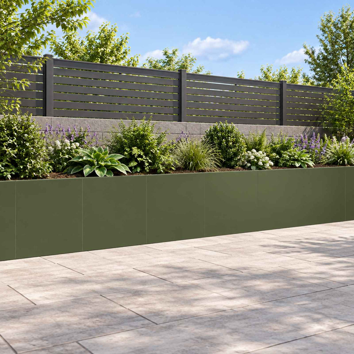 Retaining Wall 6 pcs 40 x 12 x 50 cm Steel Olive Green