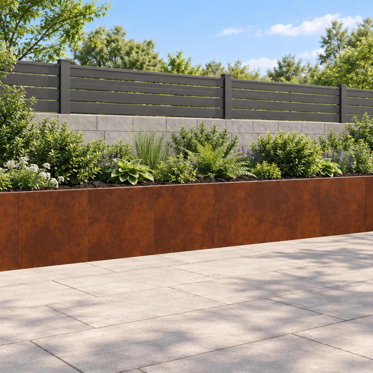 Retaining Wall 6 pcs 40 x 12 x 30 cm Weathering Steel Rusty