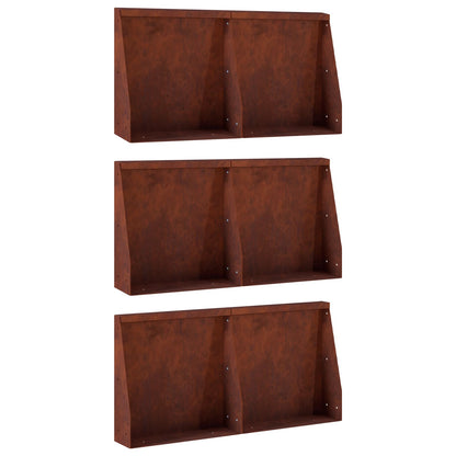 Retaining Wall 6 pcs 40 x 12 x 40 cm Weathering Steel Rusty