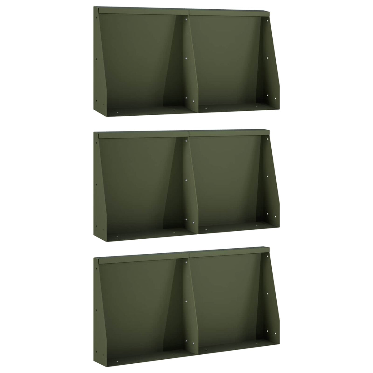 Retaining Wall 6 pcs 40 x 12 x 50 cm Steel Olive Green