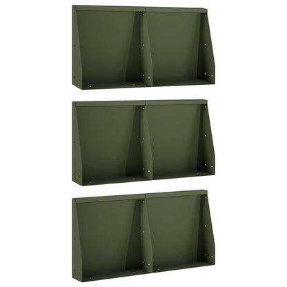 Retaining Wall 6 pcs 40 x 12 x 50 cm Steel Olive Green