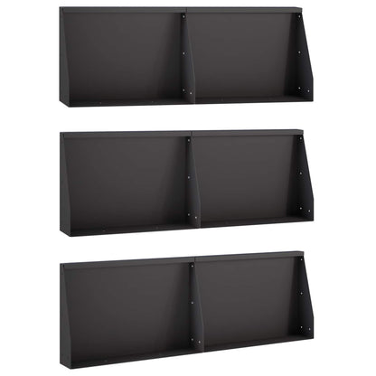 Retaining Wall 6 pcs 60 x 12 x 30 cm Steel Black