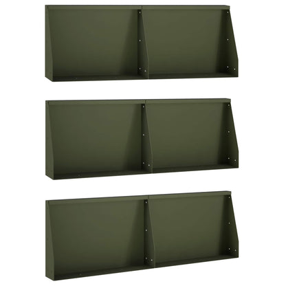 Retaining Wall 6 pcs 60 x 12 x 40 cm Steel Olive Green