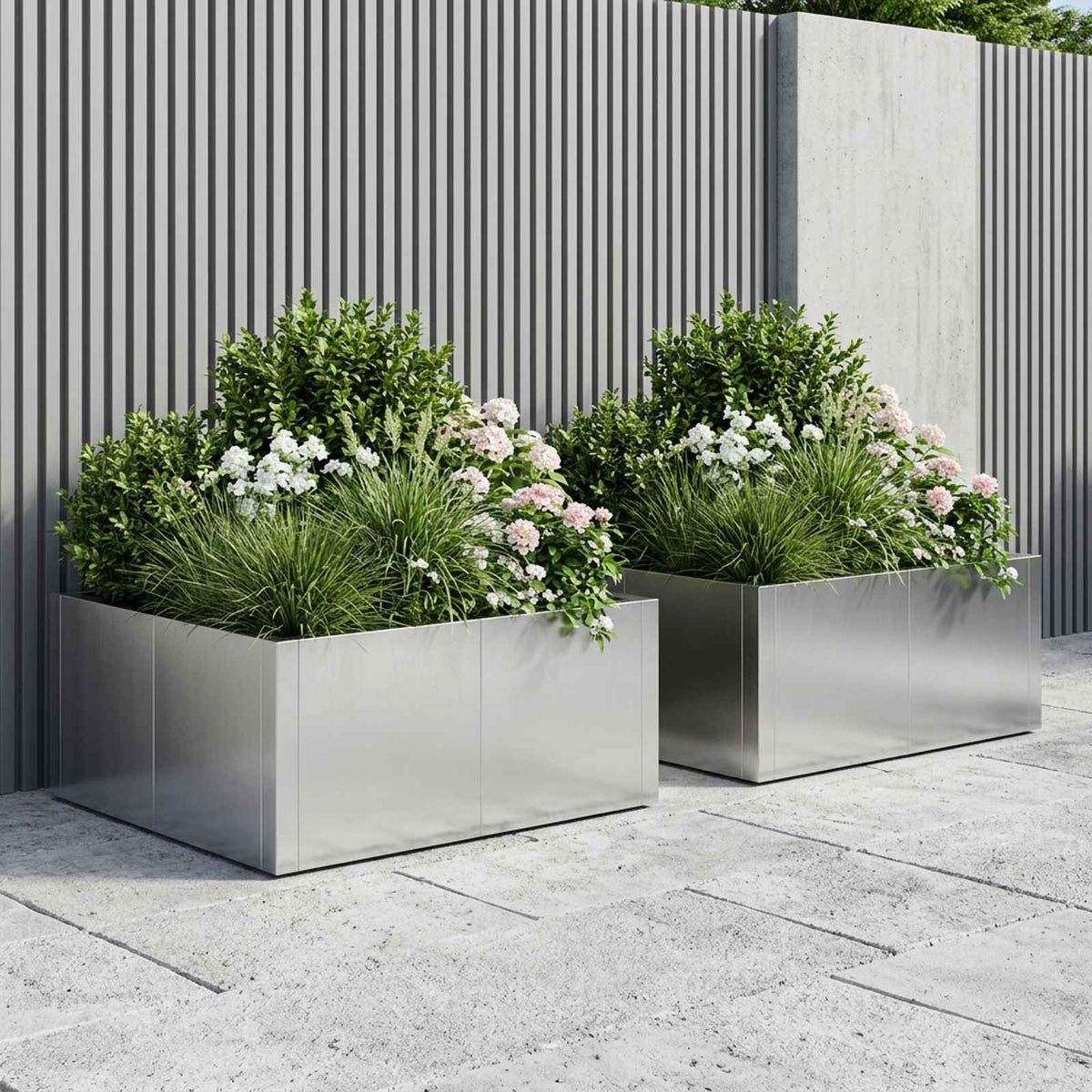 Retaining Wall 4 pcs 100 x 100 x 50 cm Stainless Steel Silver