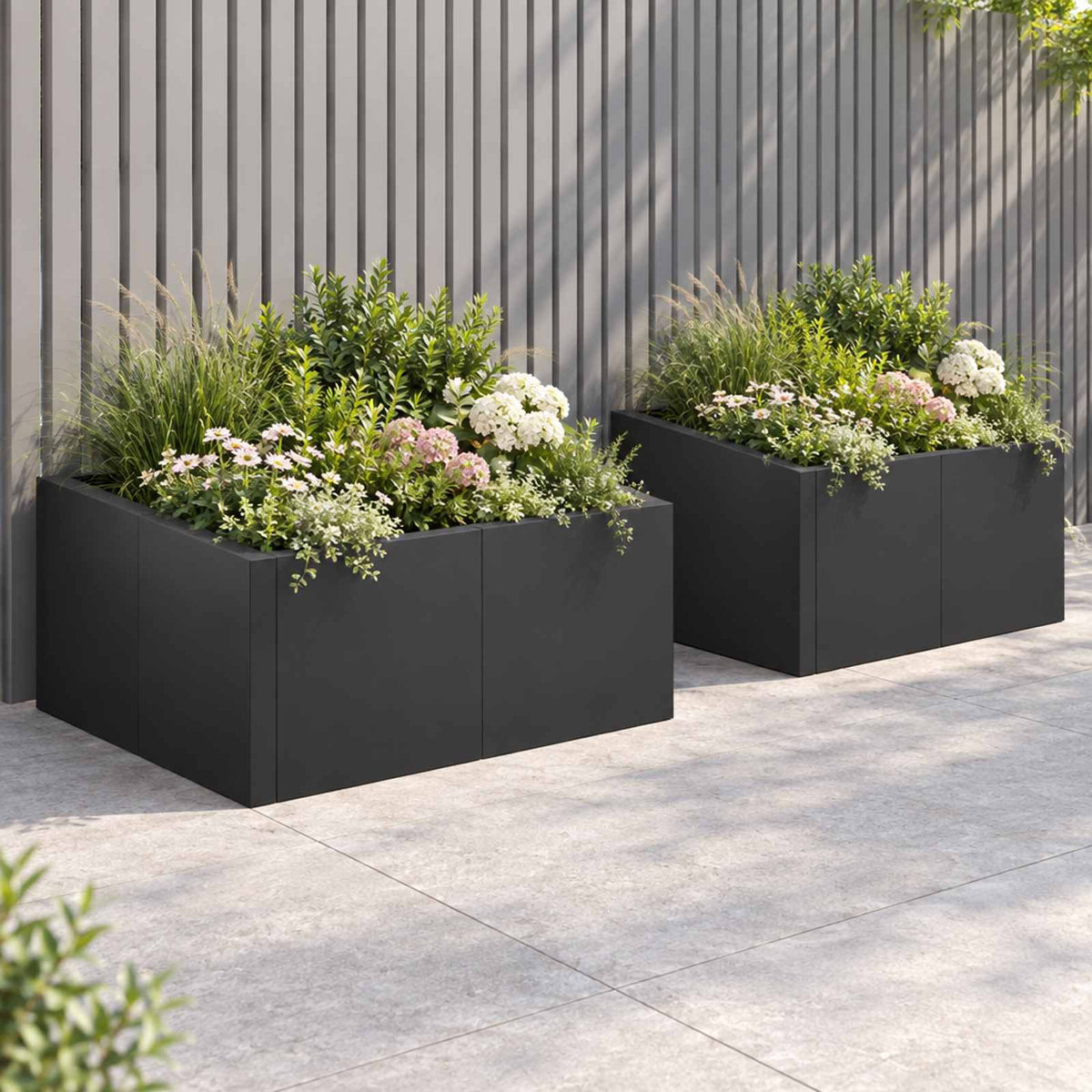Retaining Wall 4 pcs 100 x 100 x 40 cm Steel Black