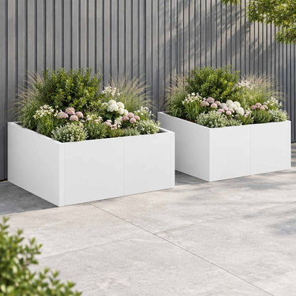 Retaining Wall 4 pcs 100 x 100 x 40 cm Steel White