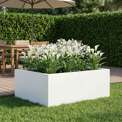 Retaining Wall 4 pcs 100 x 100 x 40 cm Steel White