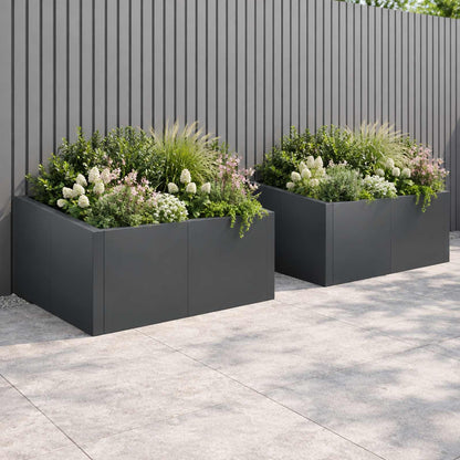 Retaining Wall 4 pcs 100 x 100 x 40 cm Steel Anthracite