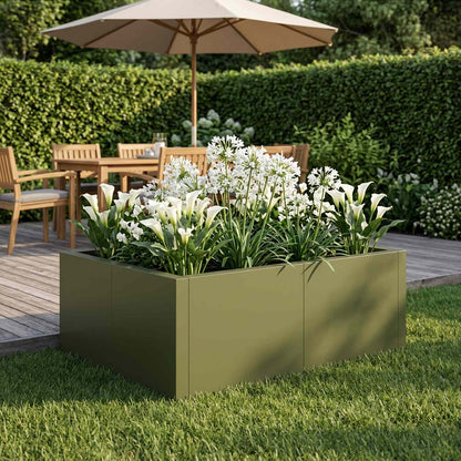 Retaining Wall 4 pcs 100 x 100 x 30 cm Steel Olive Green