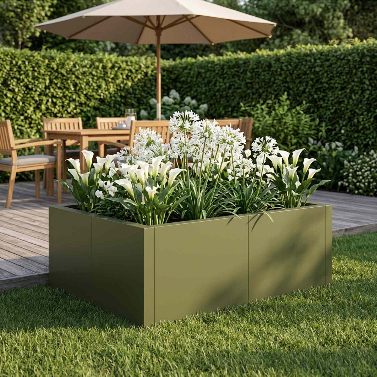 Retaining Wall 4 pcs 100 x 100 x 40 cm Steel Olive Green