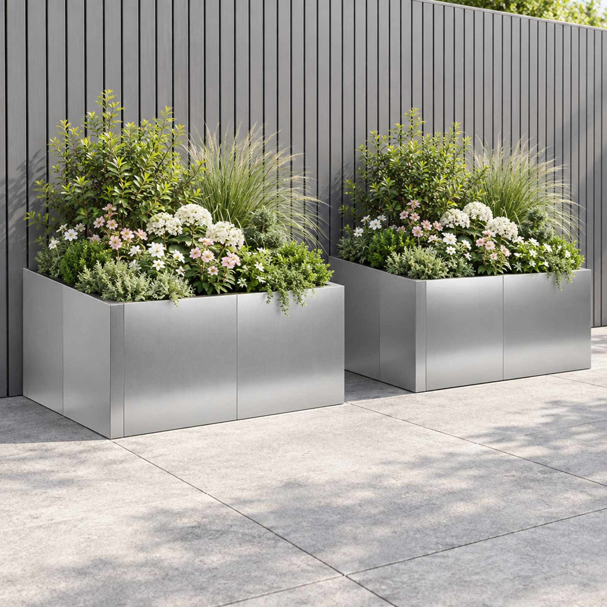 Retaining Wall 4 pcs 100 x 100 x 50 cm Galvanised Steel Silver