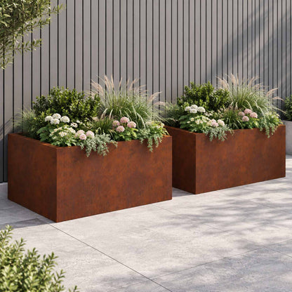 Retaining Wall 4 pcs 100 x 100 x 30 cm Weathering Steel Rusty