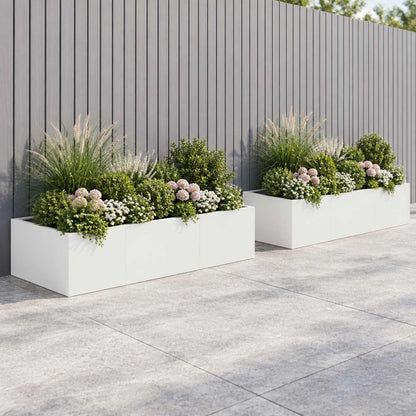 Retaining Wall 6 pcs 200 x 100 x 40 cm Steel White
