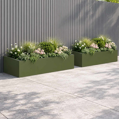Retaining Wall 6 pcs 200 x 100 x 30 cm Steel Olive Green