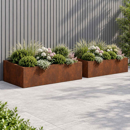 Retaining Wall 6 pcs 200 x 100 x 50 cm Weathering Steel Rusty