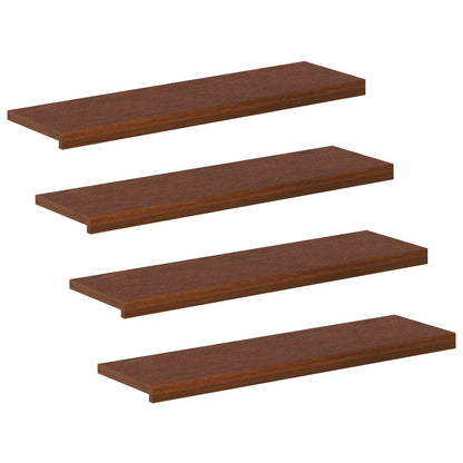 Stair Tread 4 pcs 90 x 30 x 2 cm Dark Brown Solid Oak Wood