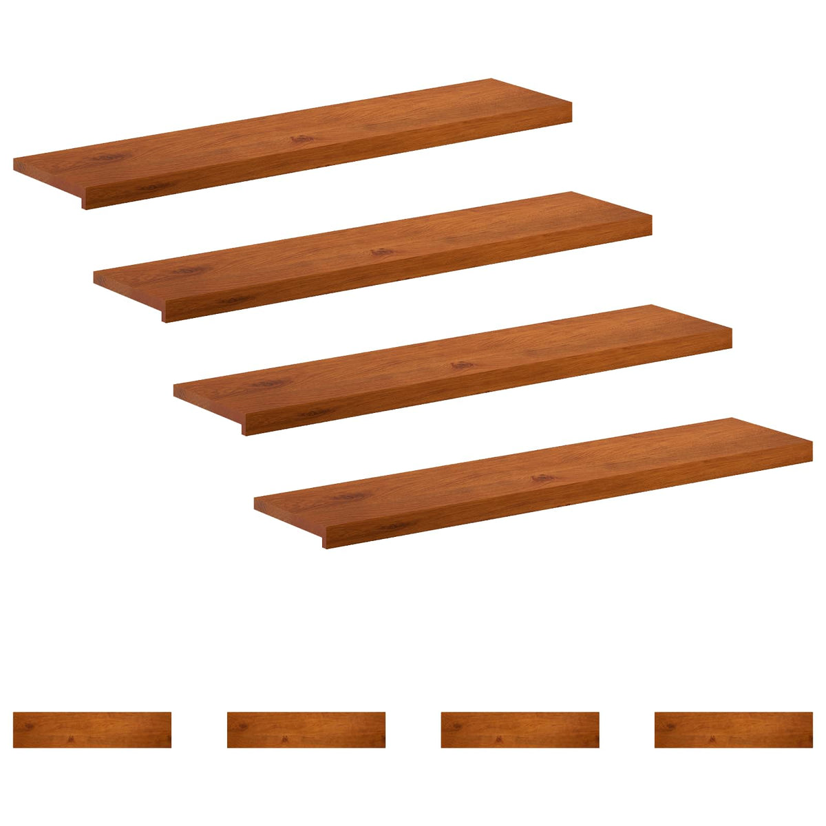 Stair Tread 8 pcs 120 x 25 x 2 cm Brown Solid Oak Wood
