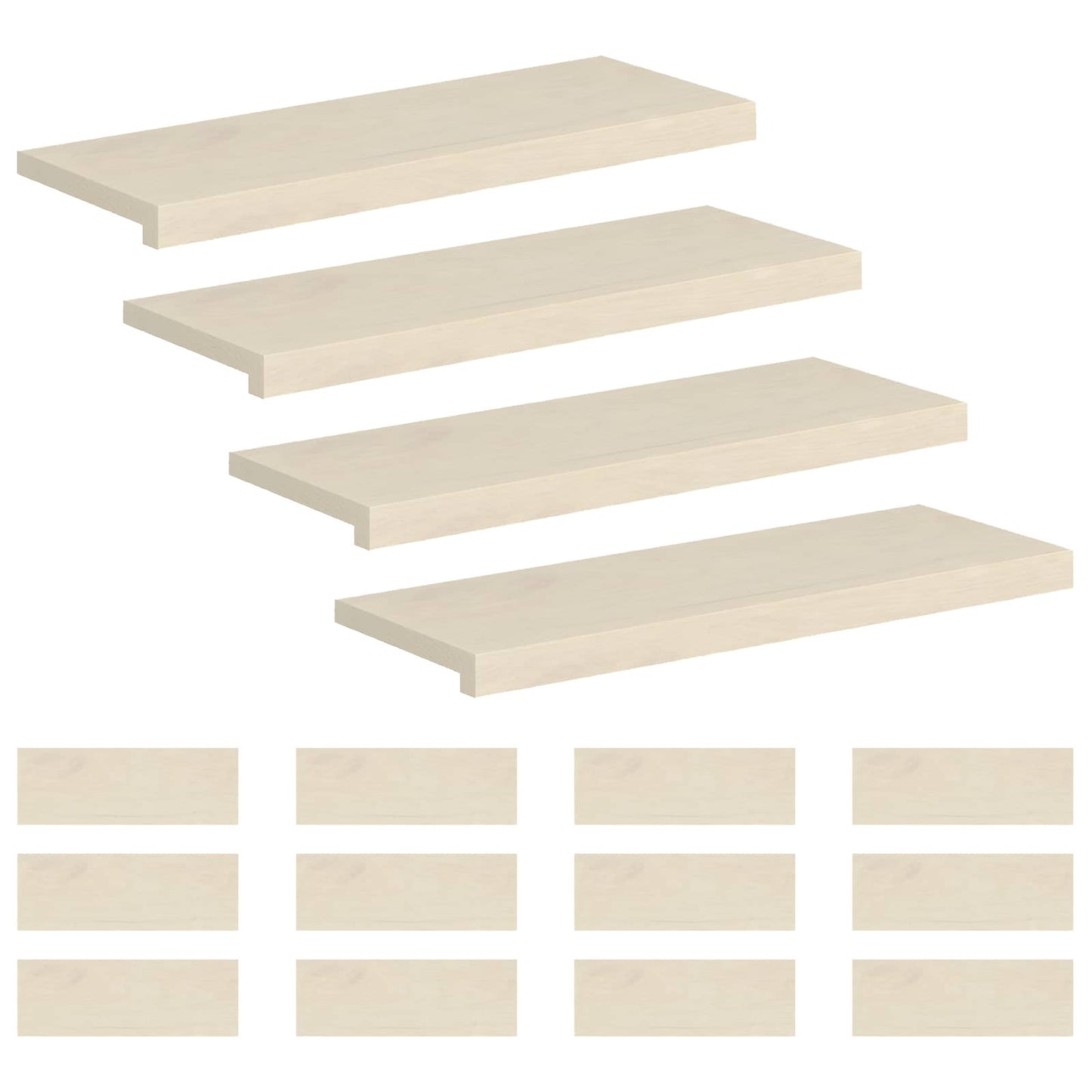 Stair Tread 16 pcs 80 x 25 x 2 cm White Solid Oak Wood