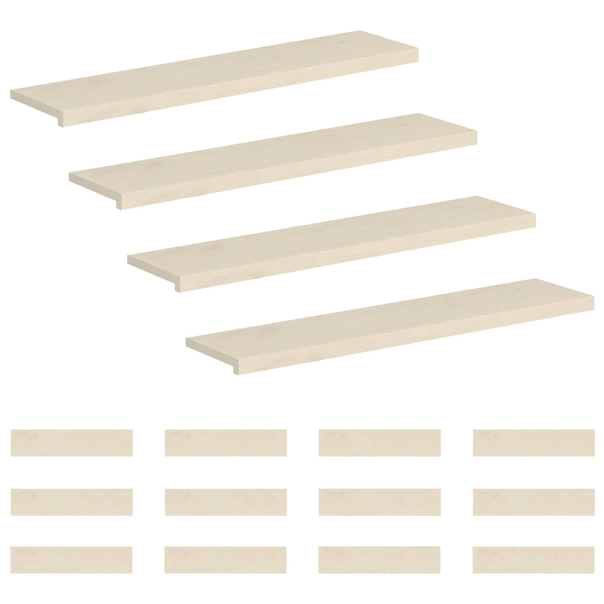 Stair Tread 16 pcs 110 x 25 x 2 cm White Solid Oak Wood