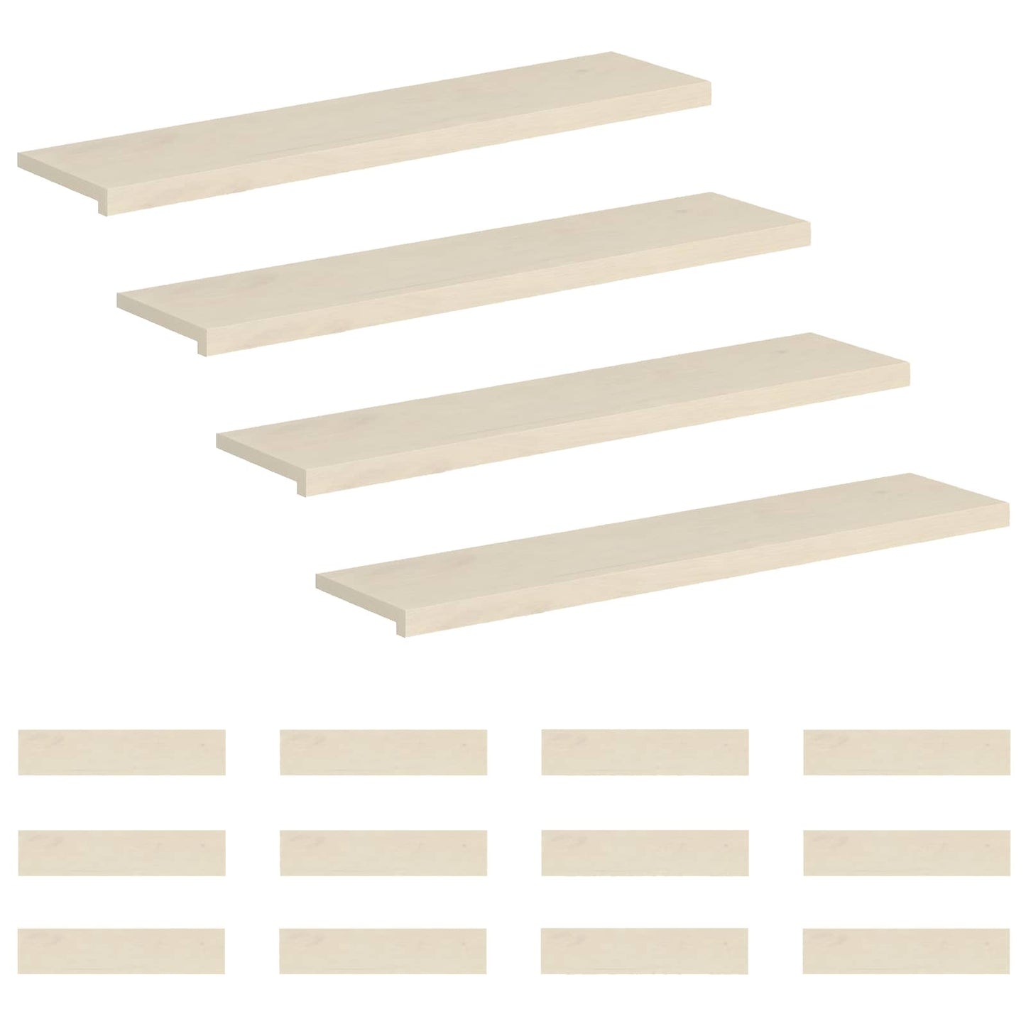 Stair Tread 16 pcs 120 x 25 x 2 cm White Solid Oak Wood