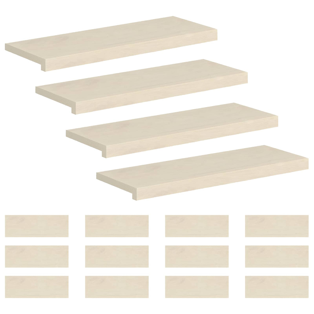 Stair Tread 16 pcs 80 x 30 x 2 cm White Solid Oak Wood