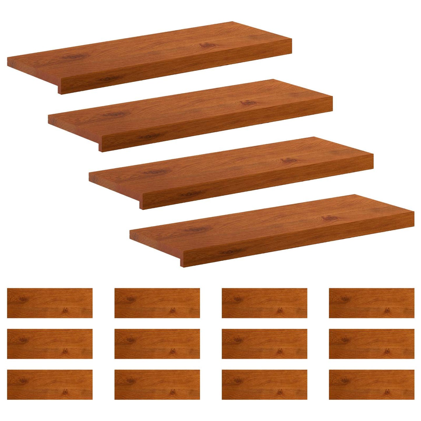 Stair Tread 16 pcs 80 x 30 x 2 cm Brown Solid Oak Wood