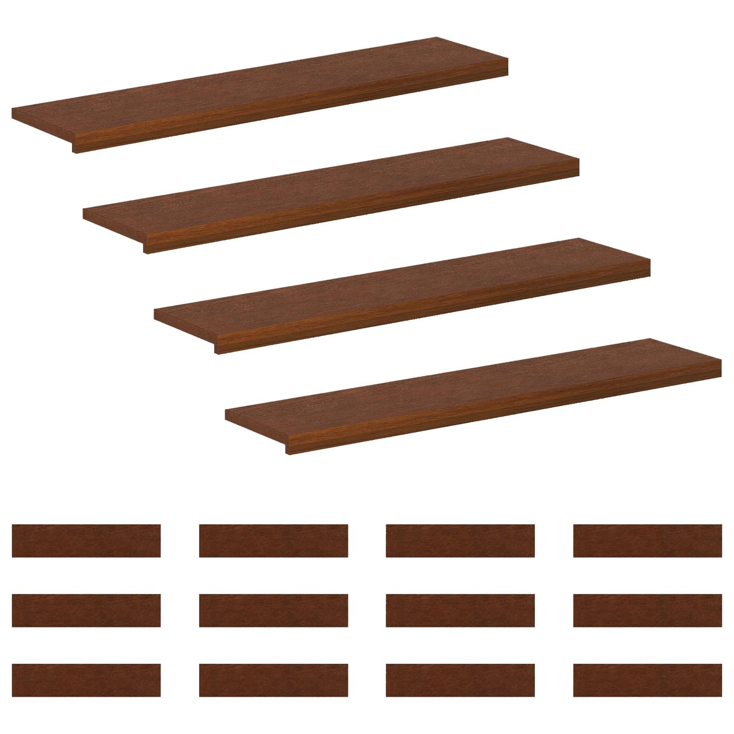 Stair Tread 16 pcs 120 x 25 x 2 cm Dark Brown Solid Oak Wood